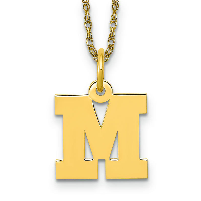 Small Block M Initial Necklace in 14k Yellow Gold image number null