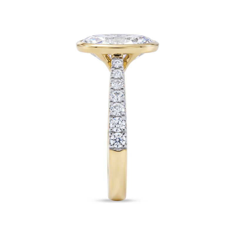 Oval Lab Grown Diamond 3 1/2ctw. Cathedral Engagement Ring in 14k Two Tone Gold image number null