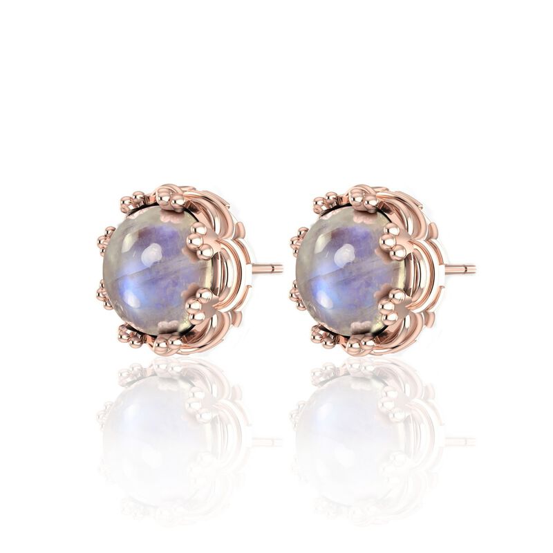 Moonstone Crown Gemstone Fashion Stud Earrings in 10k Rose Gold image number null