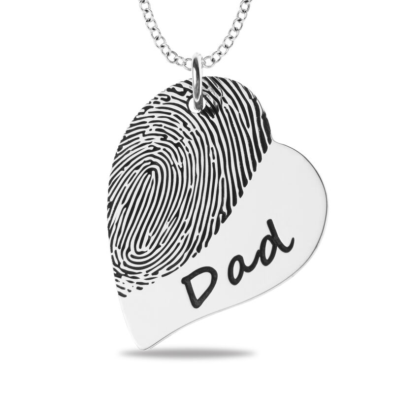 Fingerprint and Handwriting Heart Pendant in Sterling Silver image number null