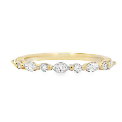 Diamond 3/8ctw. Marquise & 14k Yellow Gold Anniversary Ring