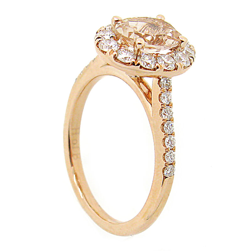 Oval Morganite & Diamond Halo Engagement Ring in 14k Rose Gold image number null