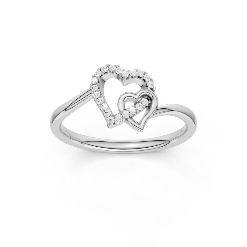 Lab Grown Diamond Open Double Heart Promise Ring in 10k White Gold image number null