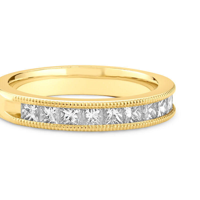 1ctw. Natural Diamond Princess Cut Milgrain Channel Anniversary Band in 14k Yellow Gold image number null