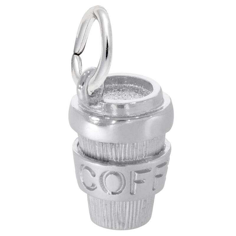 Coffee Cup Charm in 14k White Gold image number null