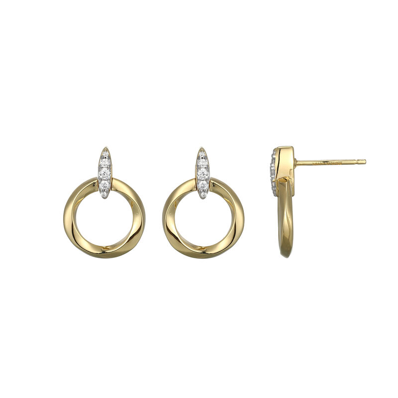Lab Grown Diamond Knife Edge Circle Link Earrings in 14k Gold Plated Sterling Silver image number null