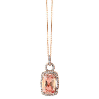 EFFY Blush Morganite & Diamond Halo Rose Gold Pendant