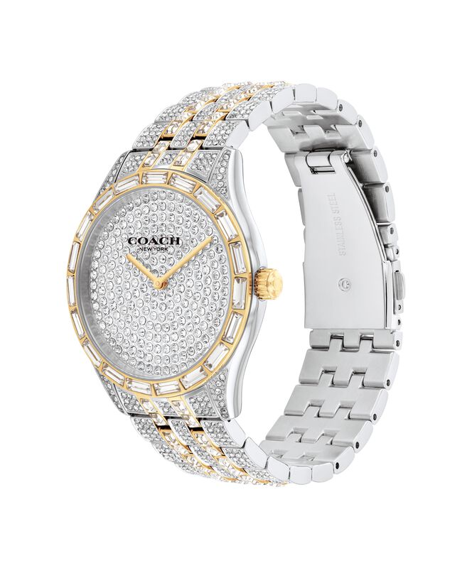 Coach Ladies' Brooks Pave Crystal Dial Bezel Bracelet Gold-Tone  Stainless Steel 38mm Watch 14400037 image number null