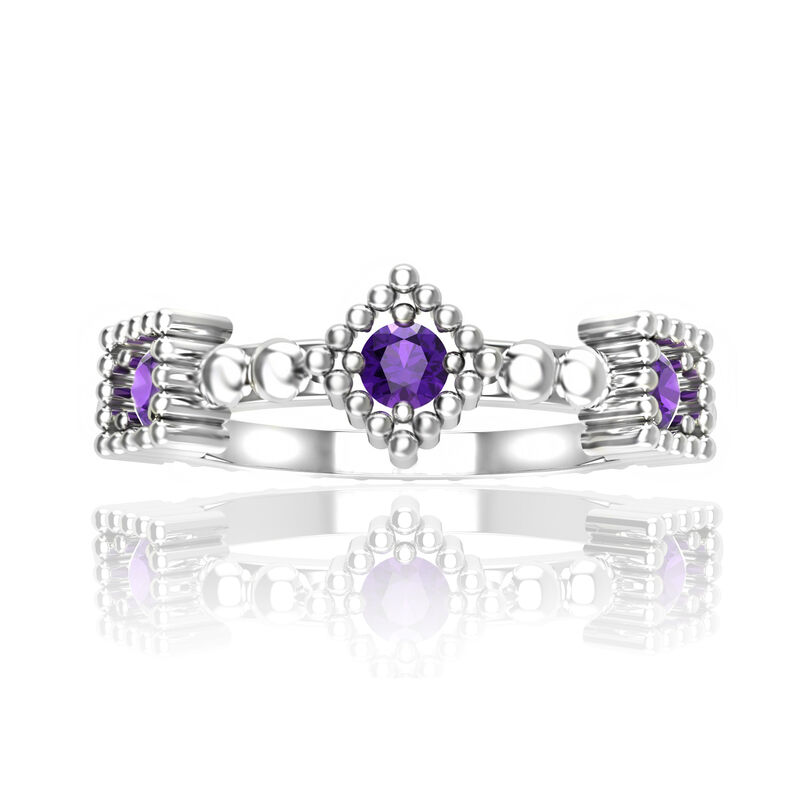 Amethyst Gemstone Stackable Ring in Sterling Silver image number null