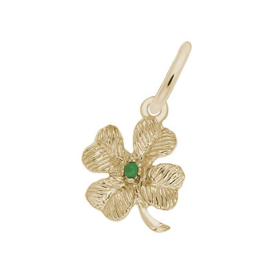 Leaf Clover Charm in Gold Plated Sterling Silver 