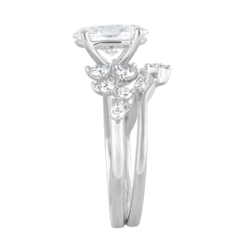 Oval Lab Grown Diamond 2ctw. Floral Bridal Set in 14k White Gold image number null