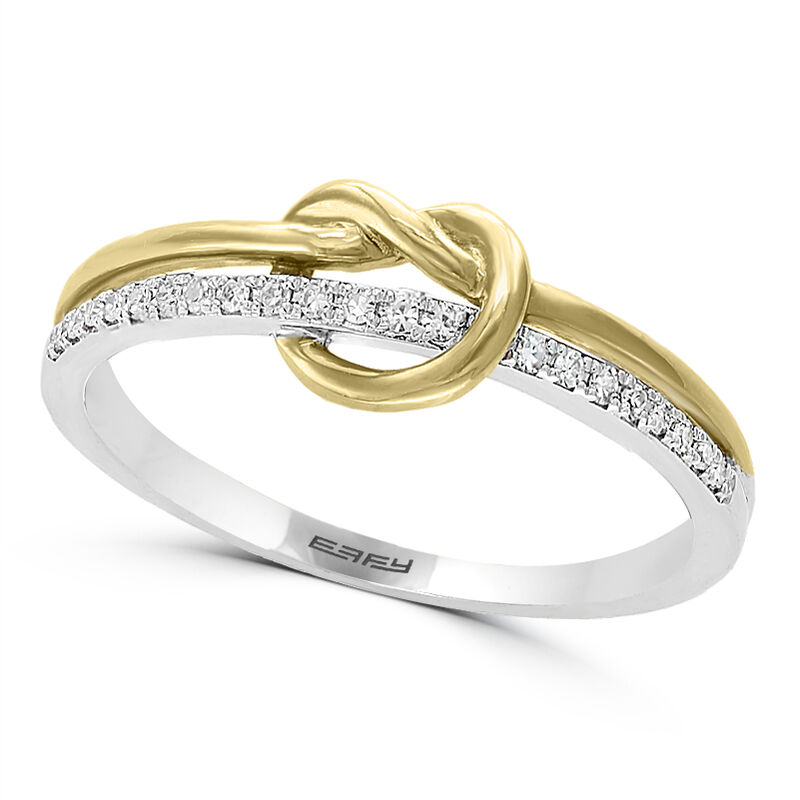 EFFY Love Knot Diamond Fashion Ring in 14k White & Yellow Gold image number null