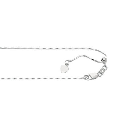 Adjustable Box 22"  Chain 0.7mm in Sterling Silver