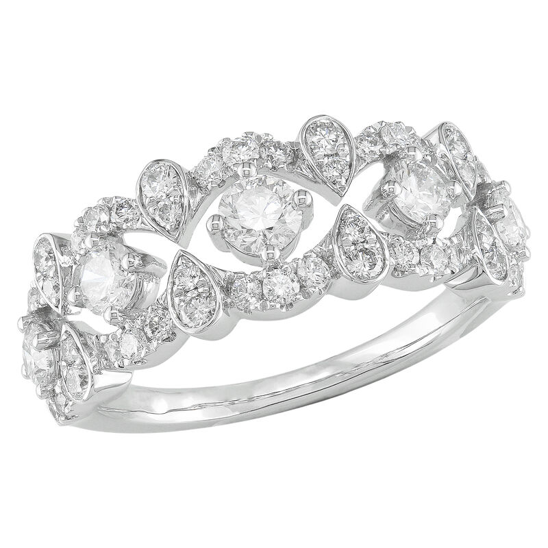 Round Natural Diamond 1ctw. Open Lace Wedding Ring in 14k White Gold image number null