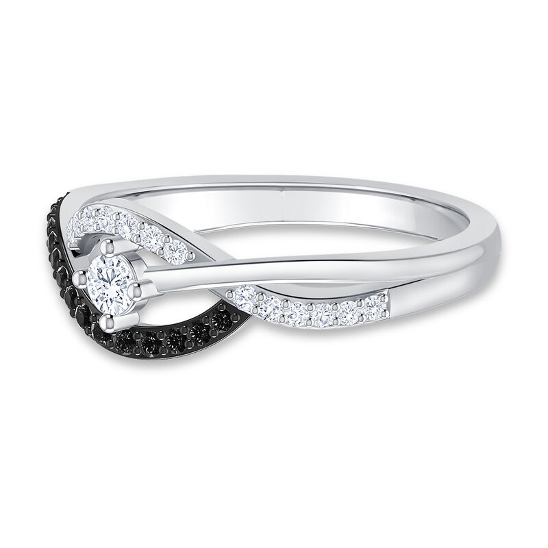 Brilliant-Cut .33ctw. White Black Diamond Promise Ring in Sterling Silver image number null