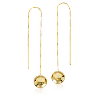 Larger Ball Dangle Threaded Dangle Earrings in 14k Yellow Gold