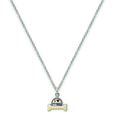 I Love My Dog Charm Necklace in Sterling Silver