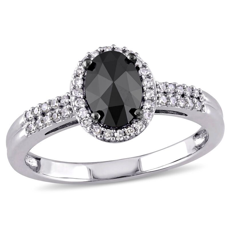 Oval Black Diamond 1ctw. Engagement Ring in 14k White Gold image number null