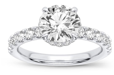 Brilliant-Cut Lab Grown 2 3/4ctw. Diamond Hidden Halo Engagement Ring in 14k White Gold