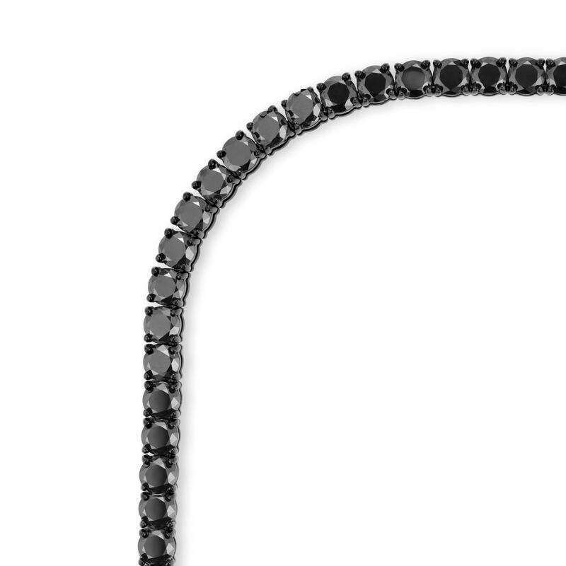 Black Cubic Zirconia 20" Tennis Necklace 5mm in Black Stainless Steel image number null