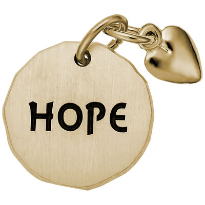 Hope Tag with Heart Charm in Gold Plated Sterling Silver