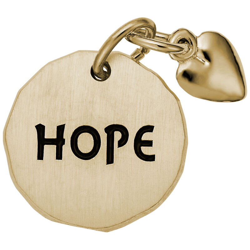 Hope Tag with Heart Charm in Gold Plated Sterling Silver image number null