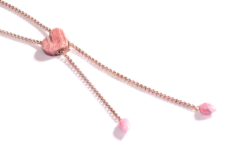Pink Rhodochrosite Adjustable Necklace in Sterling Silver & 14k Rose Gold Plating image number null