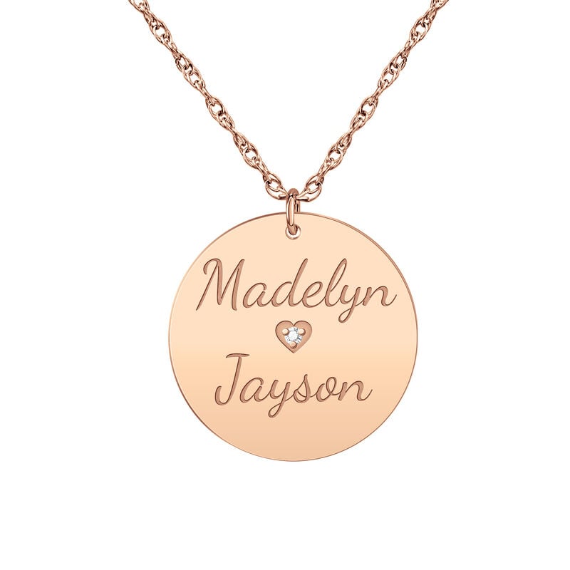 Engravable Disc Charm with Diamond Accent in 14k Rose Gold image number null
