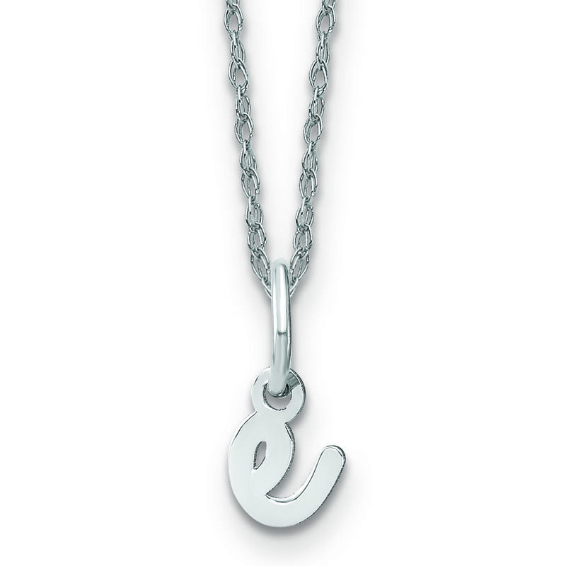 Script E Initial Necklace in 14k White Gold image number null