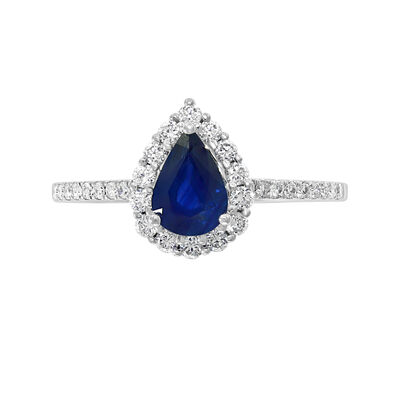 EFFY Pear-Shaped Sapphire & Diamond Ring in 14k White Gold