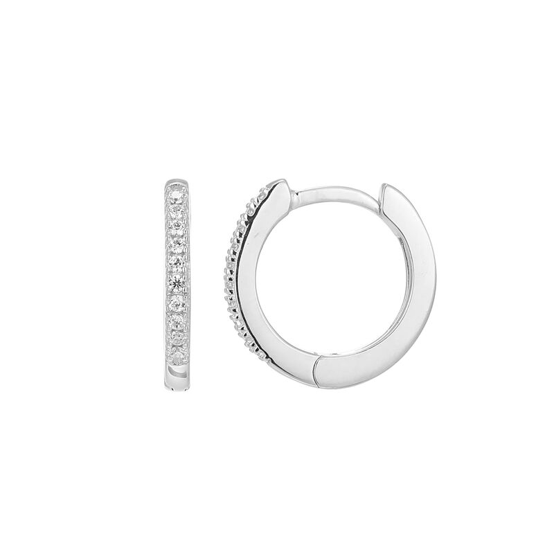 Lab Grown Diamond Hoop Earrings in Sterling Silver image number null