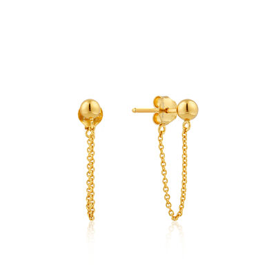 Modern Chain Ball Stud Earrings in Sterling Silver/Gold Plated