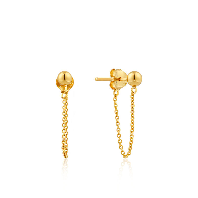 Modern Chain Ball Stud Earrings in Sterling Silver/Gold Plated image number null