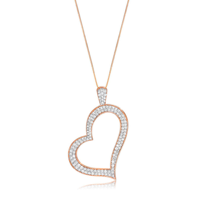 Diamond &#189;ct. Heart Design Pendant in 14k Rose Gold image number null