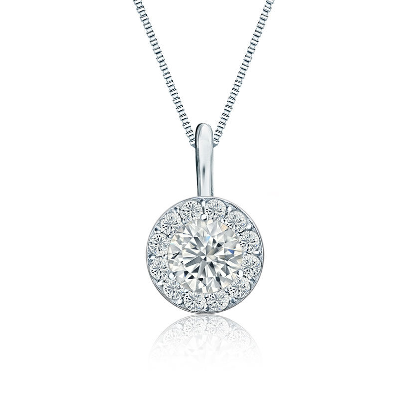 White Diamond Halo &#189;ct. Pendant in 14k White Gold image number null