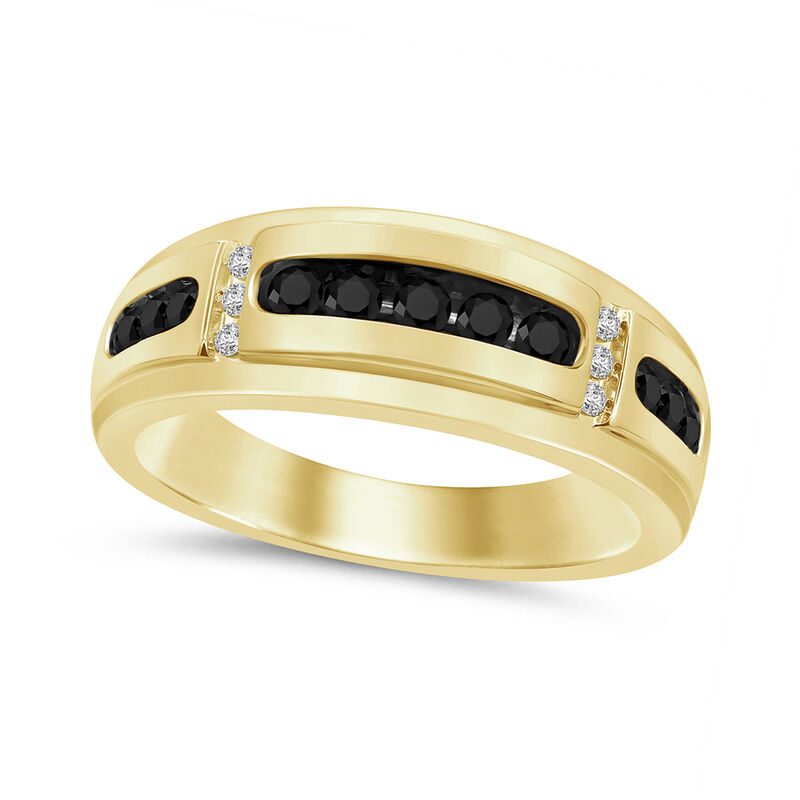 Men's 1/2ctw. Black Diamond & 10k Yellow Gold Wedding Ring image number null