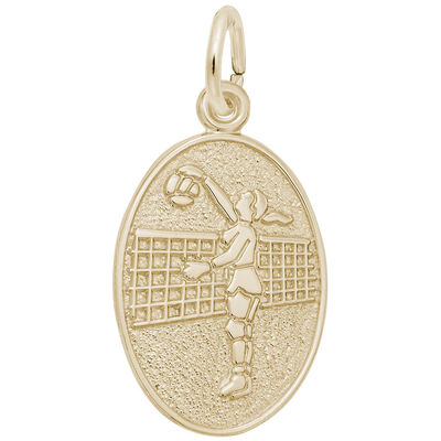 Female Volleyball Charm in Gold Plated Sterling Silver