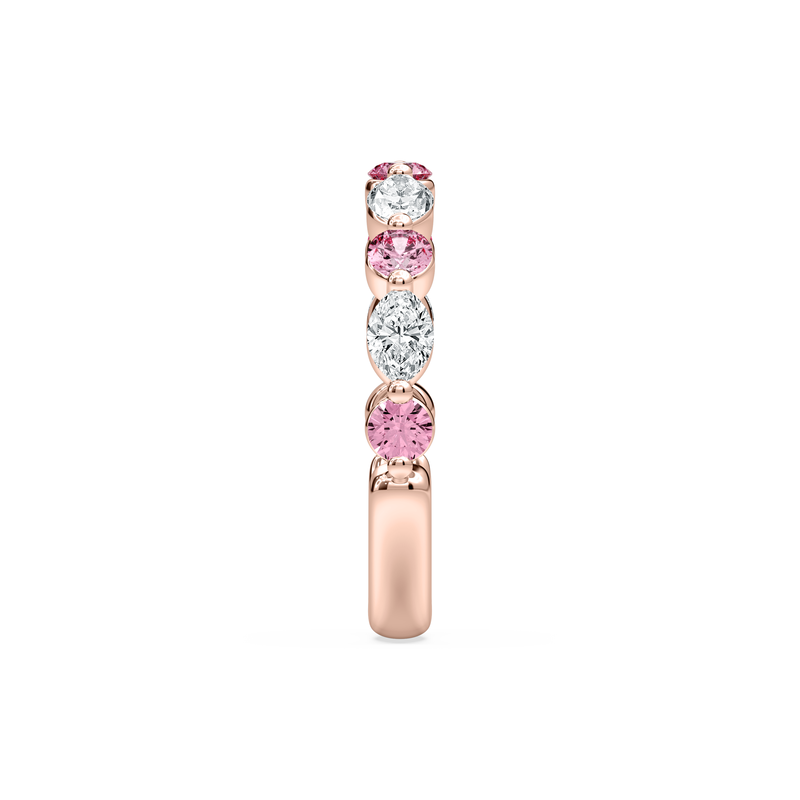 Lab Grown Marquise and Pink Round Diamond 1ctw. Horizontal Wedding Ring in 14k Rose Gold image number null