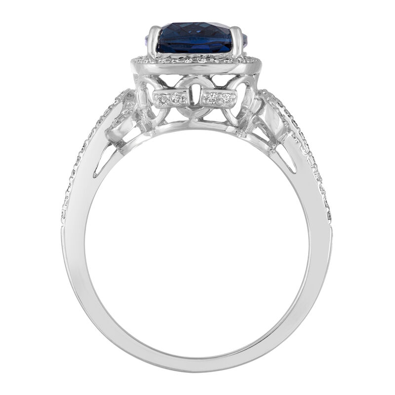 Cushion-Cut London Blue Topaz & Diamond Ring in 10k White Gold image number null