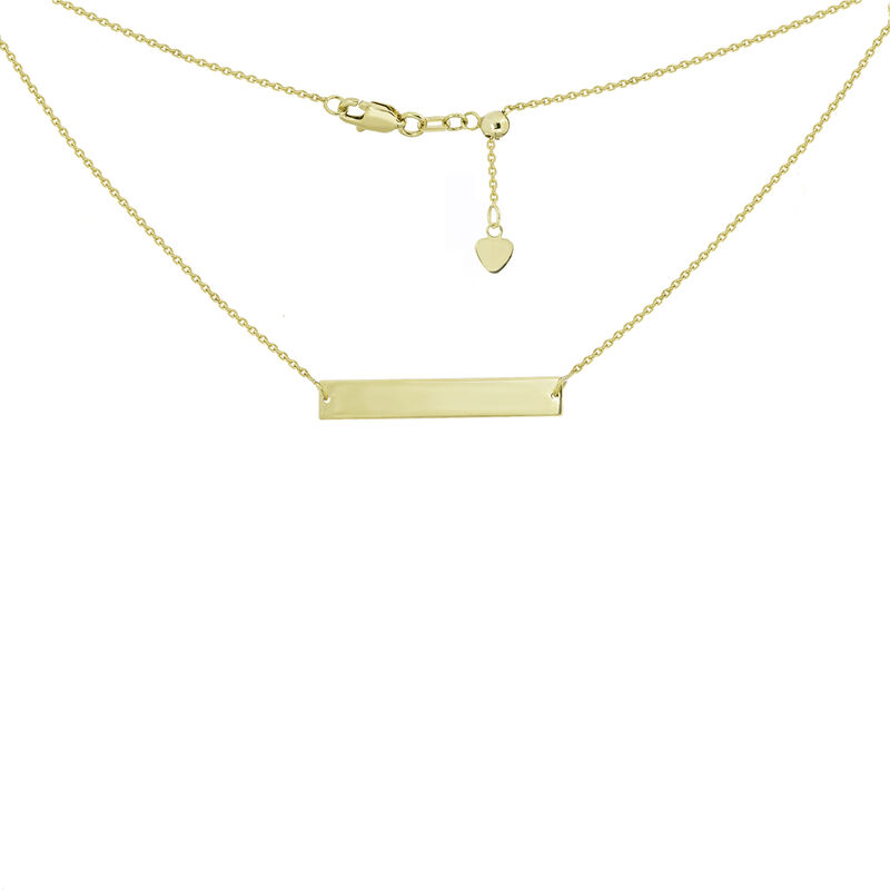 Ladies Engravable Bar Fully Adjustable Necklace in 14k Yellow Gold image number null