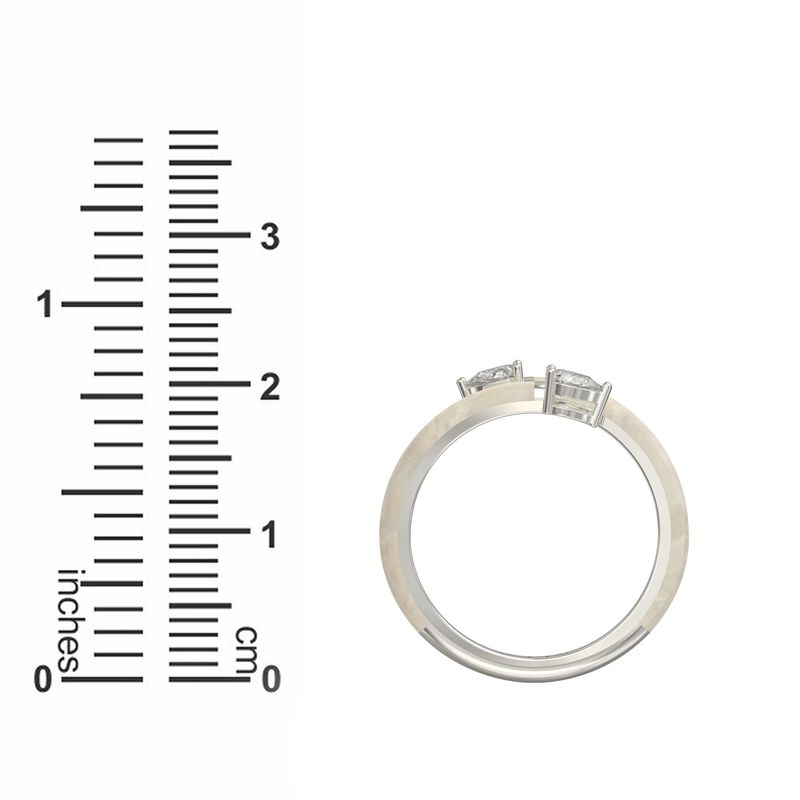 Pear-Shaped Lab Grown Diamond White Ceramic Wrap Around Ring in Sterling Silver image number null
