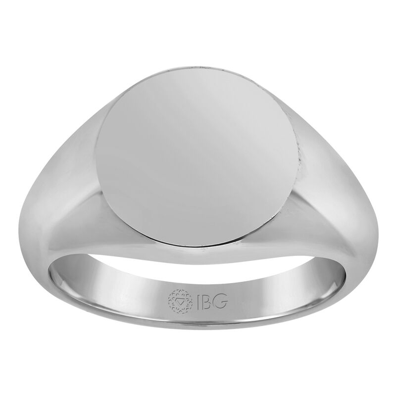 Round All polished Top Signet Ring 14x14mm in 10k White Gold  image number null