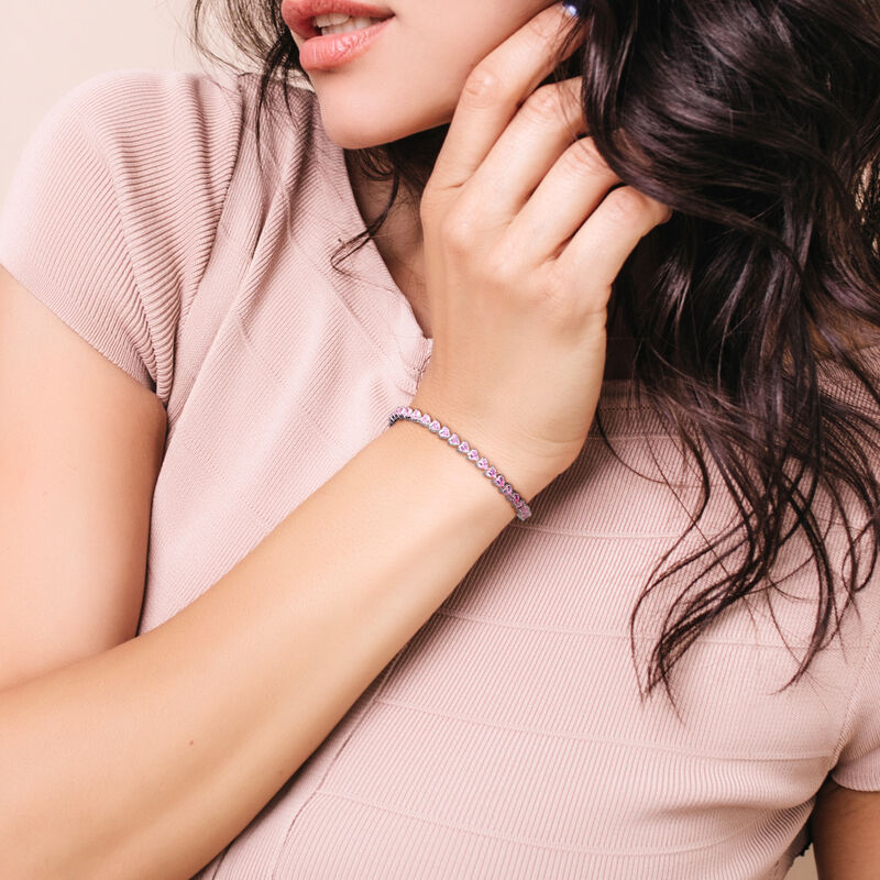 Created Pink Sapphire Bracelet in Sterling Silver image number null