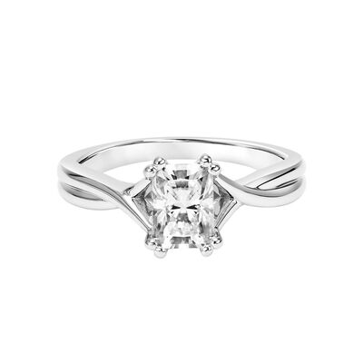 Radiant-Cut 1ctw. Moissanite Solitaire Engagement Ring in Sterling Silver