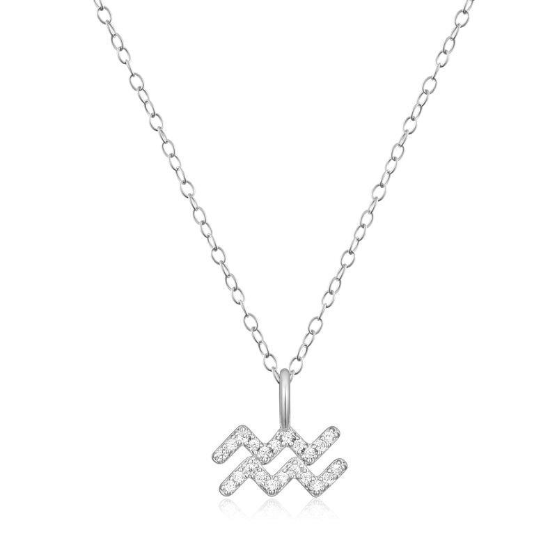 Lab Grown Diamond Aquarius Constellation Pendant Necklace in Sterling Silver image number null