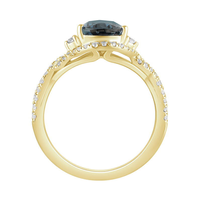 Pear-Shaped Blue Topaz & Diamond Ring in 10K Yellow Gold image number null