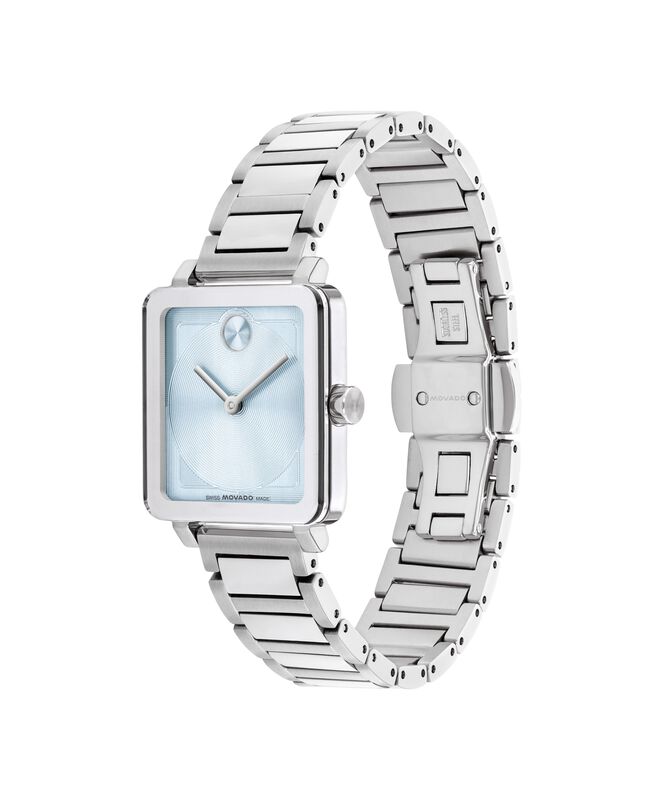 Movado Ladies' Evolution 2.0 Square Blue Textured Dial Stainless Steel Bracelet 28x26mm Watch 3601164 image number null
