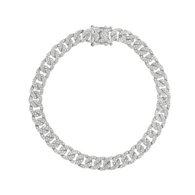 Shy Creation Havana 1.69 ctw Diamond Pave Cuban Link Bracelet in 14k White Gold