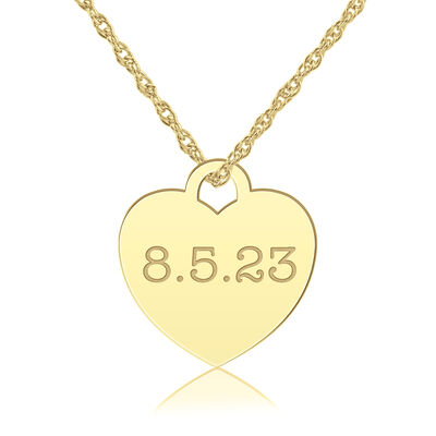 High Polished Personalized Heart Pendant in Yellow Gold Plated Sterling Silver