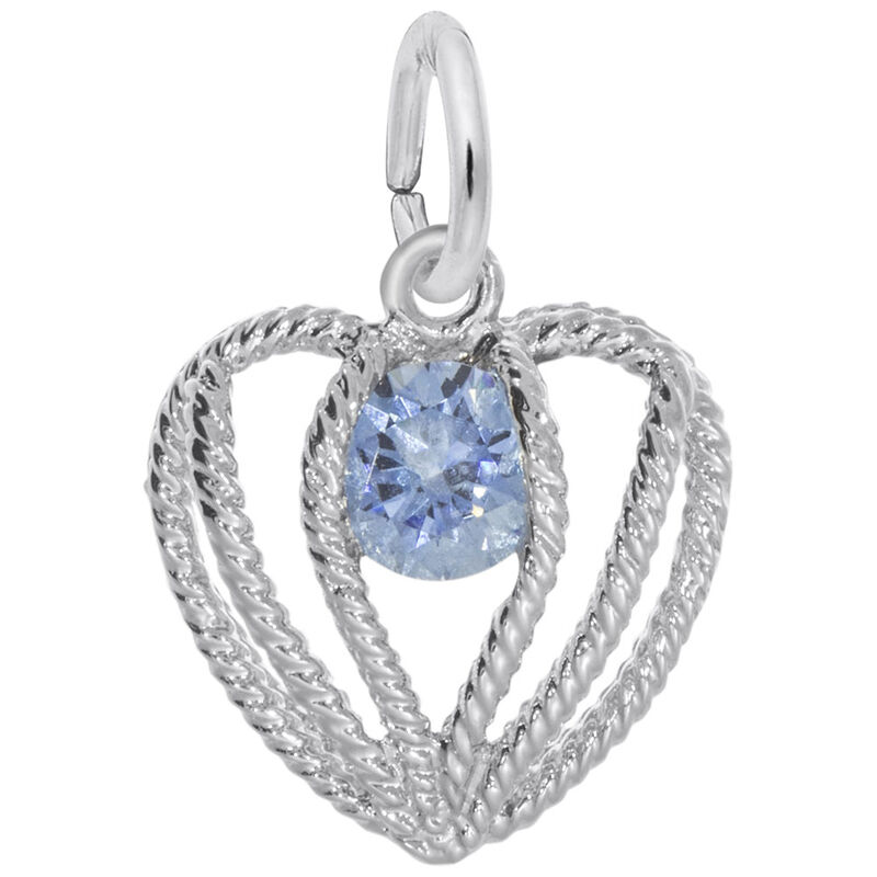 December Birthstone Held in Love Heart Charm in 14k White Gold image number null